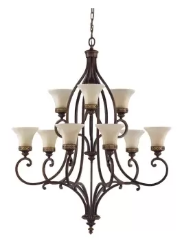 Image of 9 Bulb Chandelier Hanging Pendant LIght Walnut LED E27 100W Bulb