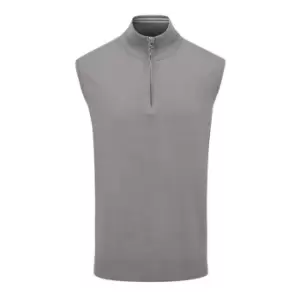 image of Oscar Jacobson Half Zip Sleeveless Sweater - Grey