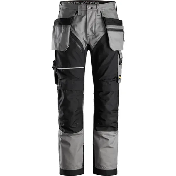Image of Snickers 6214 Mens Ruff Work Canvas Trousers Holster Pockets 62141804062 Colour: Grey / Black