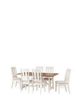 image of Julian Bowen Pembroke 180 Cm Solid Wood And Oak Veneer Dining Table + 6 Chairs