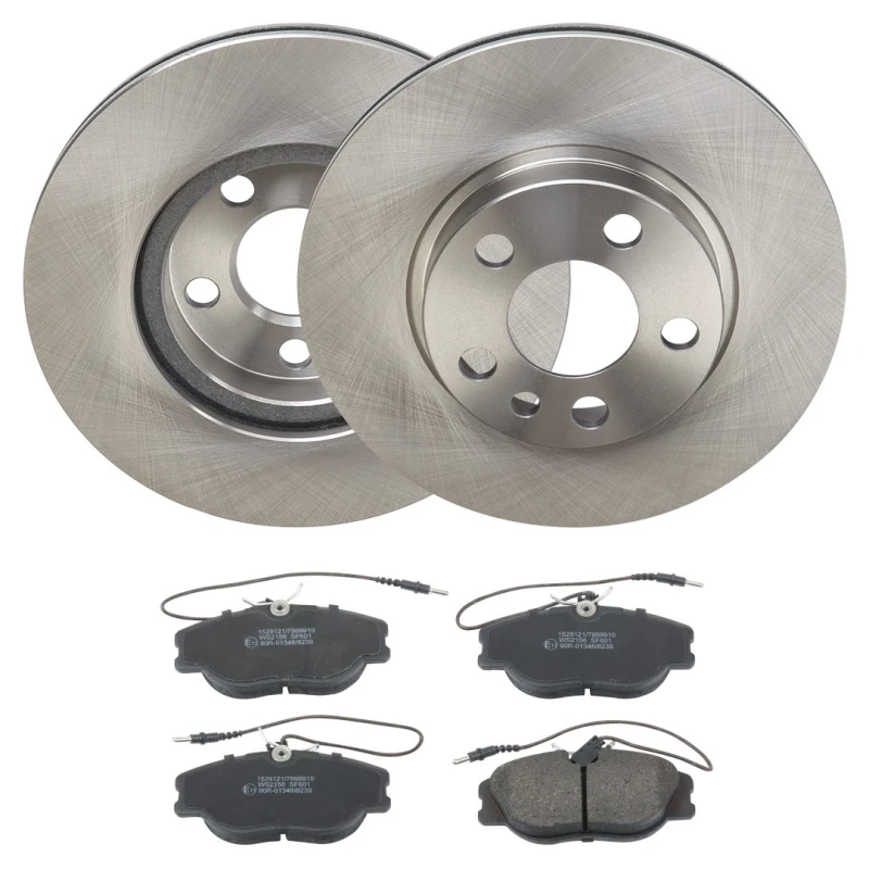 Image of RIDEX 3405B2078 Brake disc and pads set Front Axle, Brake Disc Type: Vented, incl. wear warning contact Brake Set,disc brakes (3405)