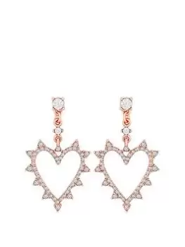 Lipsy Rose Gold Forward Facing Heart Drop Earrings, Rose Gold, Women