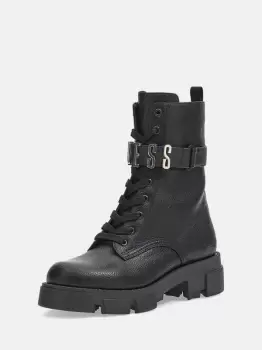Image of Guess Madox Lettering Logo Combat Boots