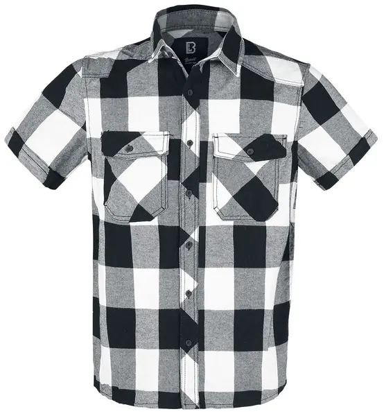 Image of Brandit Checkshirt Short Sleeve Shirt, black-white, Size 2XL