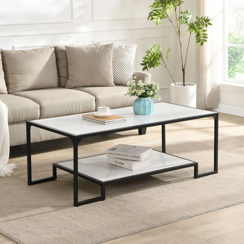 Image of Artemis Home Zenith Rectangular Coffee Table with Shelf in White White Unisex