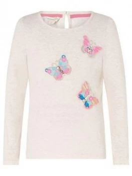 Monsoon Girls S.E.W. Butterfly Badge Top - Oatmeal, Size Age: 5-6 Years, Women