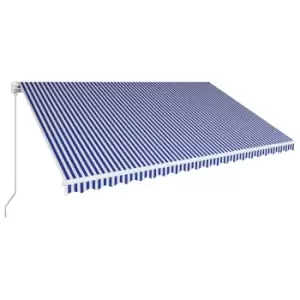 Image of Vidaxl Manual Retractable Awning 500X300 Cm Blue And White