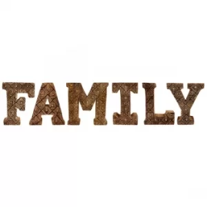 image of Hand Carved Wooden Geometric Letters Family