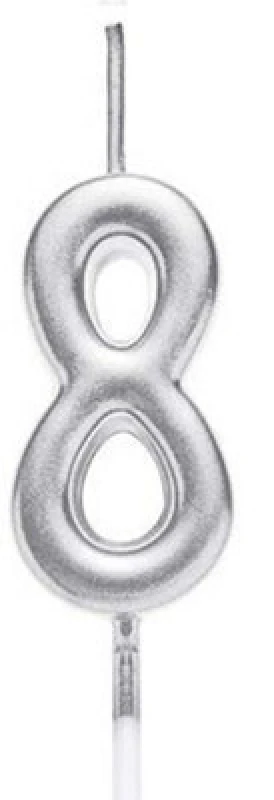 Image of Shatchi Silver 8 Number Candle Birthday Anniversary Party Cake Decorations Topper Silver unisex