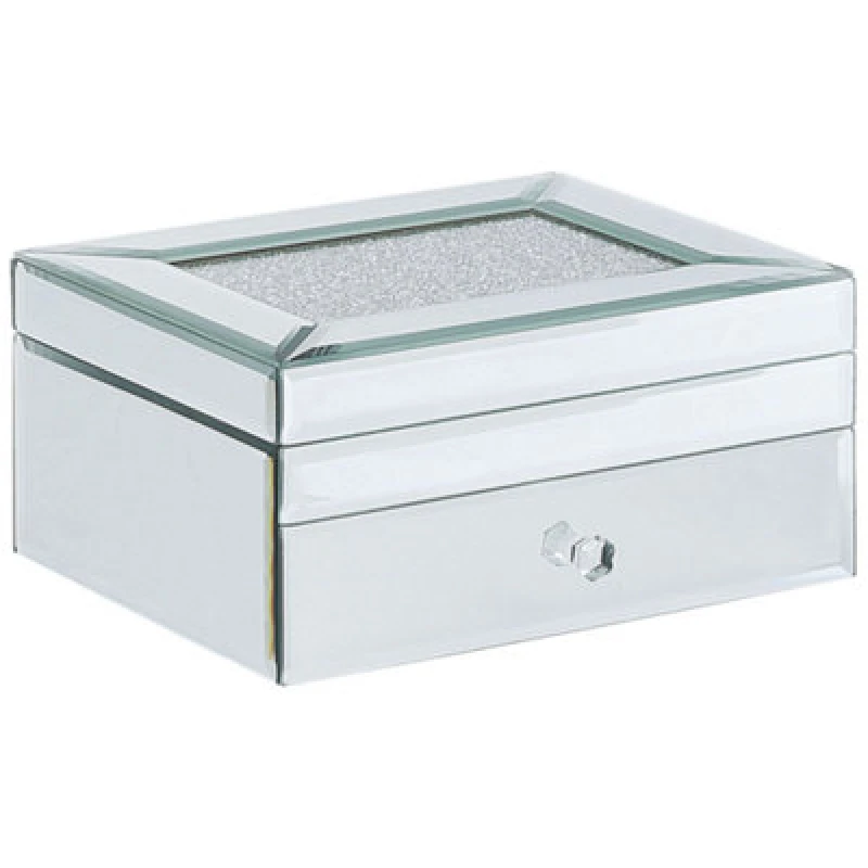 Image of Beliani Trinket Box Kofi Glass Mirrored Silver