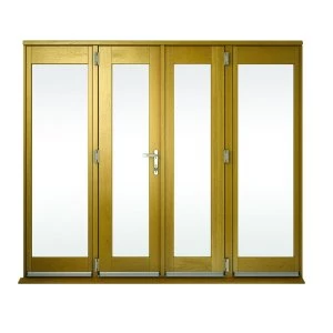 Image of Wickes Albery Pattern 10 Solid Oak Laminate French Doors 10ft with 2 Side Lites 600mm