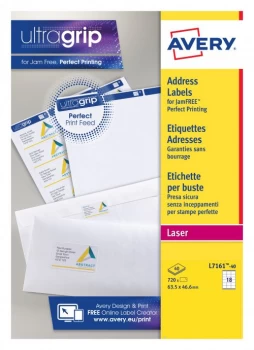 Image of Original Avery L7161 40 63.5x46.6mm QuickPEEL Addressing Laser Labels Pack of 720 Labels