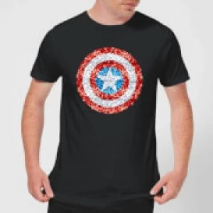 image of Marvel Captain America Pixelated Shield Mens T-Shirt - Black