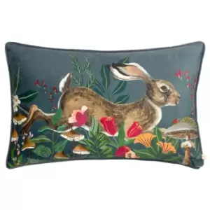 Image of Wild Garden Leaping Hare Cushion Multicolour, Multicolour / 40 x 60cm / Polyester Filled