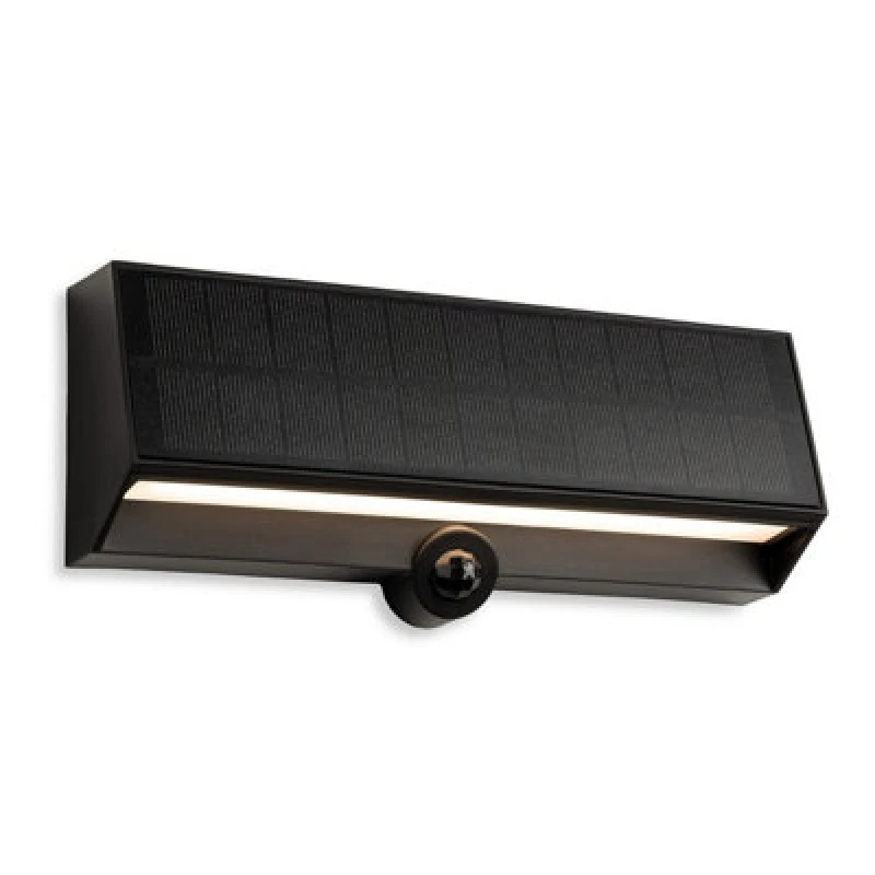 Image of Luminosa Lighting Luminosa Augusta Flush Solar Wall Light With Pir Black 6.3W LED 100Lm 3000K Ip65