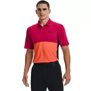 Image of Under Armour Mens Performance Blocked Polo Pink Polo - 3XL