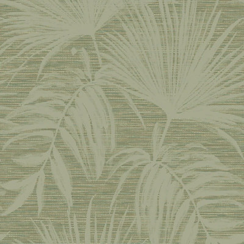 Image of Holden Decor Grasscloth Leaf Wallpaper Green Holden 66222