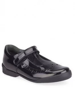 Image of Start-rite Girls Leapfrog T-Bar School Shoes - Black Patent, Size 9.5 Younger