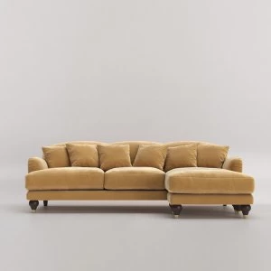 Image of Swoon Holton Velvet Corner Sofa - Right Hand Side - Corner Sofa - Biscuit