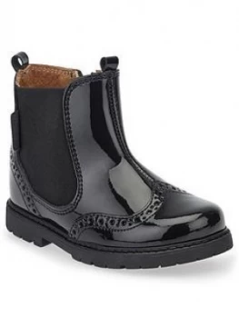 Image of Start-rite Girls Patent Chelsea Boots - Black Patent, Size 12 Younger