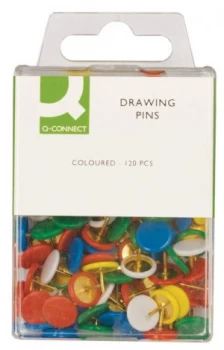 image of Q Connect Drawing Pins Coloured Pk120 - 10 Pack