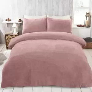 image of Blush Pink Teddy Duvet Set - Double