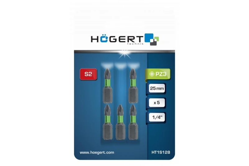 Image of Hogert Technik HT1S128 Screwdriver Bit Tool Steel Tool Steel Screwdriver Bit (5514)