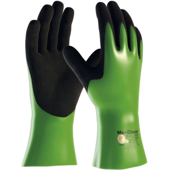 image of 56-635 Maxichem Black/Green Nitrile Gloves - Size 10