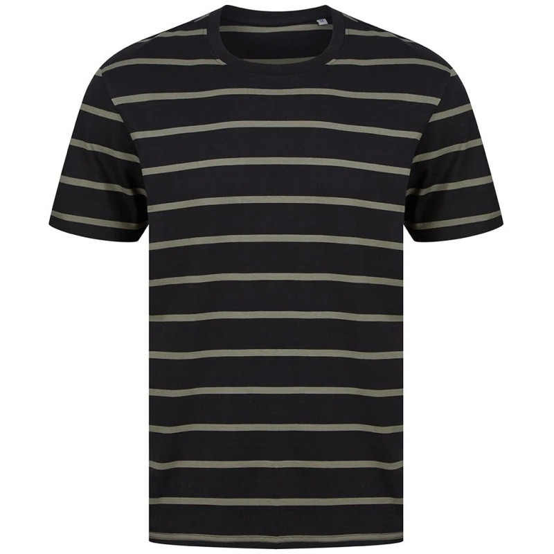 Image of Front Row Mens Striped T-Shirt in Jet Black Size: XS Jet Black Male XS