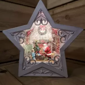 image of Christmas 25cm Water Star With Santa Scene LED's - Snowtime