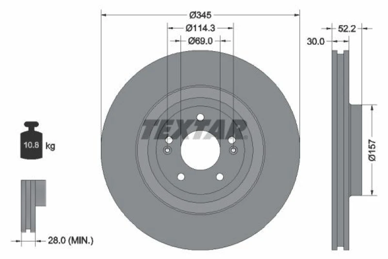 Image of Brake disc TEXTAR 92315103