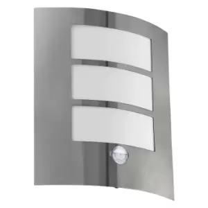 image of IP44 Outdoor Wall Light & PIR Motion Sensor Stainless Steel 1x 60W E27 Bulb