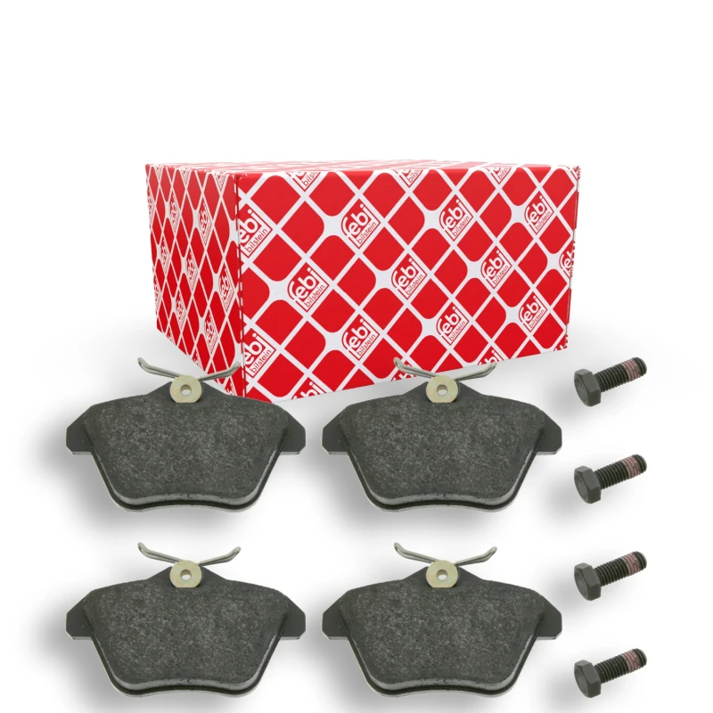Image of FEBI BILSTEIN 16245 Brake pad set Rear Axle, excl. wear warning contact, with bolts/screws Brake Pad Set,disc brake (402)