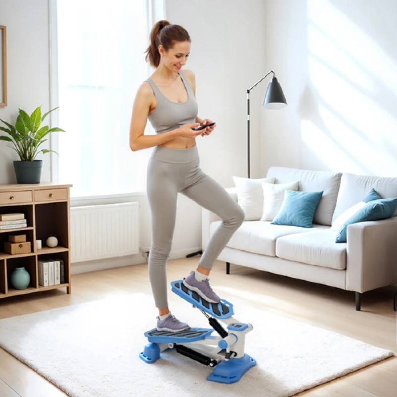 Image of HOMCOM HOMCOM Portable Mini Stepper Steppers for Exercise Workout with LCD Display Home Gym in Blue Blue One Size Unisex 5063603031333