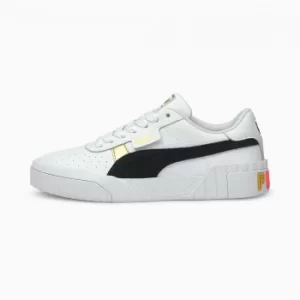 image of PUMA Cali Varsity Womens Trainers, White/Black Size 5 Shoes