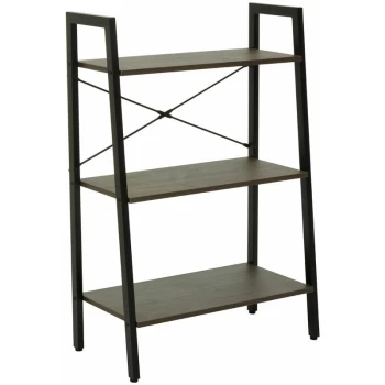 image of Premier Housewares - Bradbury Three Tier Dark Oak Veneer Ladder Shelf Unit