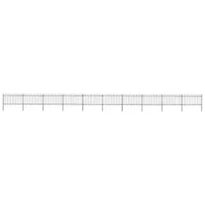 Image of Vidaxl Garden Fence With Hoop Top Steel 17X1 M Black