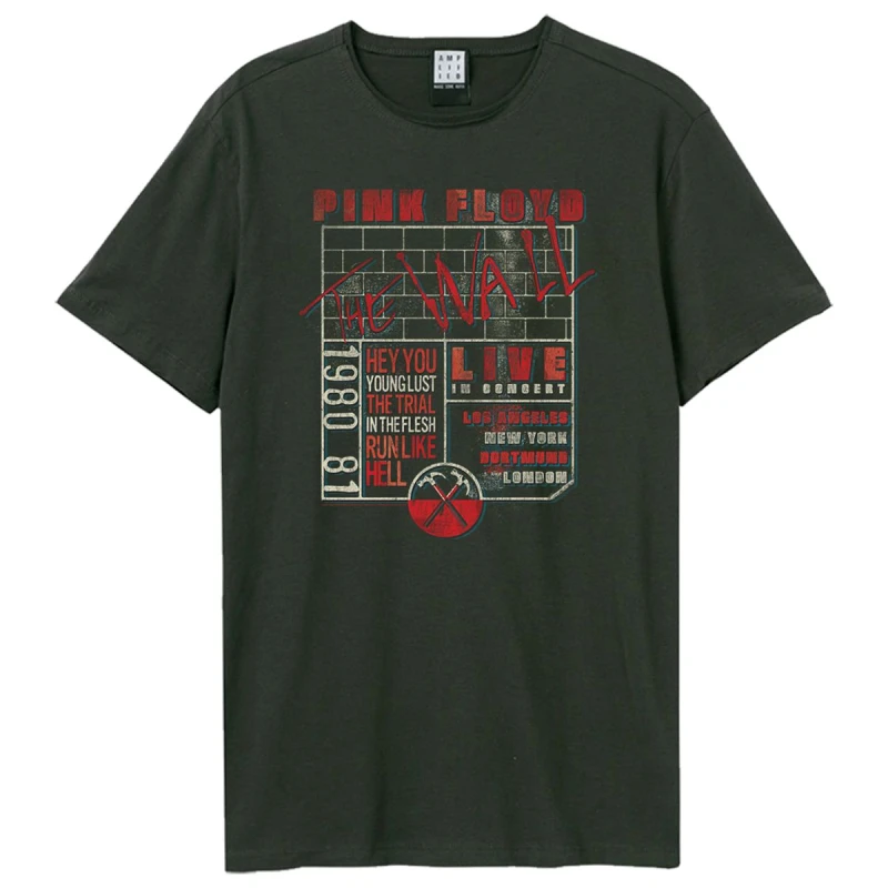 Image of Amplified Amplified Men The Wall Poster Pink Floyd T-Shirt in Charcoal Size: 3X-Large Charcoal XXXL Male 5063652562178