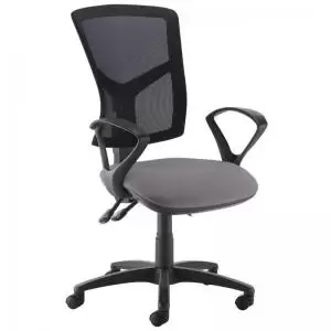 image of Senza high mesh back operator chair with fixed arms - Blizzard Grey