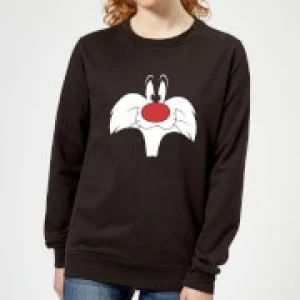 Image of Looney Tunes Sylvester Big Face Womens Sweatshirt - Black
