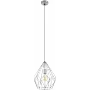 Image of Hanging Ceiling Pendant Light Silver Wire Cage 1x 60W E27 Hallway Feature Lamp