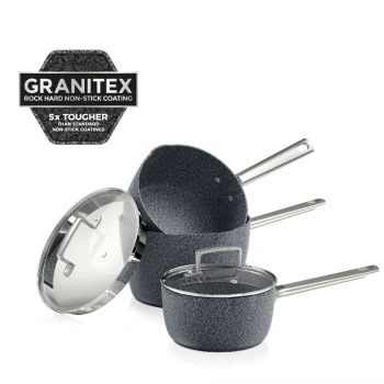 image of Tower T90981 3 Piece Granitex Saucepan Set