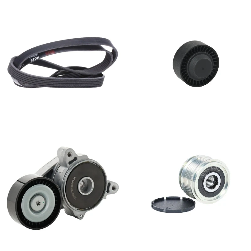 Image of RIDEX 542R0395 V-ribbed belt set Check alternator freewheel clutch & replace if necessary, Pulleys: with freewheel belt pulley V-Ribbed Belt Set (542