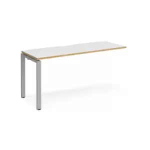 Image of Bench Desk Add On Rectangular Desk 1600mm White/Oak Tops With Silver Frames 600mm Depth Adapt