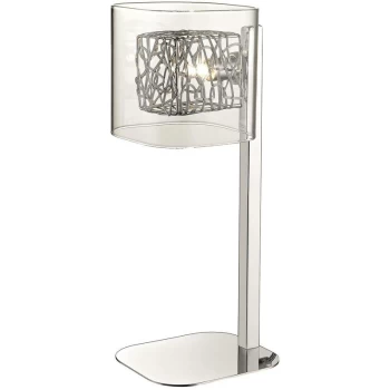 image of 1 Light Table Lamp Mesh Chrome, Clear and Glass, G9 - Spring Lighting