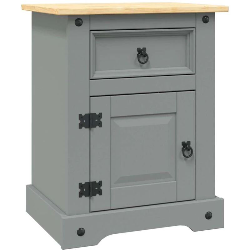Image of vidaXL Bedside Cabinet Nightstand Bed Table Mexican Pine Corona Range Grey