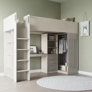 Image of Seconique Jupiter High Sleeper Bed - White/Grey