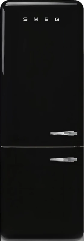 Image of Smeg 50s Style Retro Left Hand Hinge FAB38LBL6 205cm Frost Free Fridge Freezer - Black - D Rated