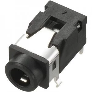 image of 3.5mm audio jack Socket horizontal mount Number of pins 4 Stereo Black Conrad Components