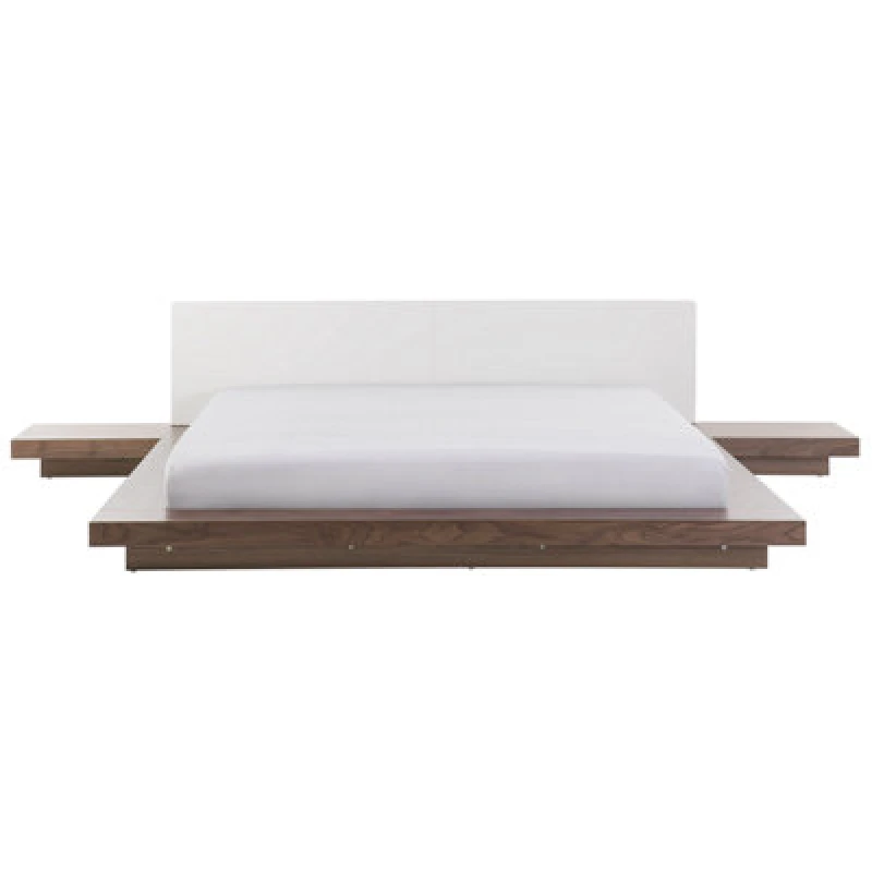 Image of Beliani Waterbed Faux Leather Zen 180 X 200 Cm (Eu Super King) Brown Ash Wood